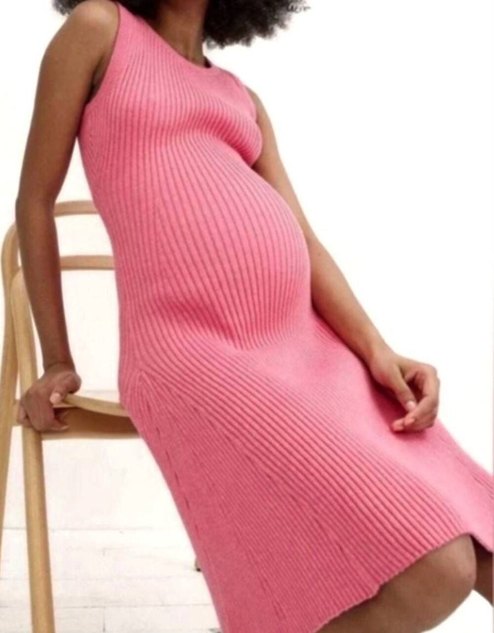 Hatch Dress Women's XS Maternity Pink Alexis Ribbed Fit Flare Ribbbed Knit Tank
